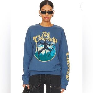 Junk Food Ski Colorado Crewneck in Blue size L